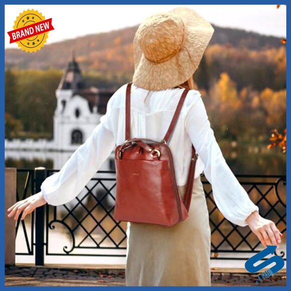 Full Grain Italian Leather Convertible Backpack Purse Small Lightweight